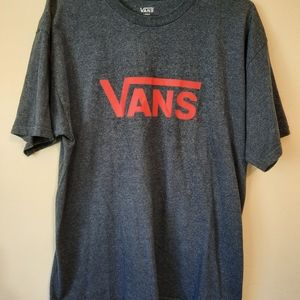 Mens Grey blue red letter Vans tee size large.